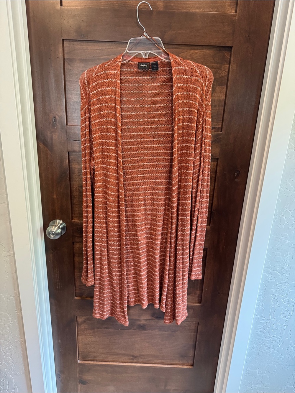 Daytrip BurntOrange Striped Open-Front Cardigan